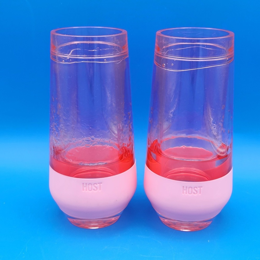 Host set of 9 oz Pink Freeze Chilling Cooling Drink Cup Tumbler w/ Silicone Band